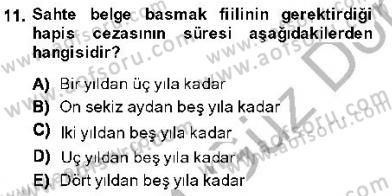 Vergi Ceza Hukuku Dersi 2013 - 2014 Yılı (Final) Dönem Sonu Sınav Soruları 11. Soru