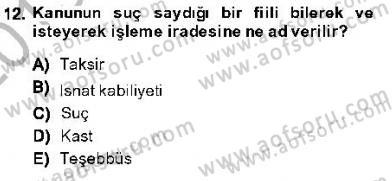 Vergi Ceza Hukuku Dersi 2013 - 2014 Yılı (Final) Dönem Sonu Sınav Soruları 12. Soru