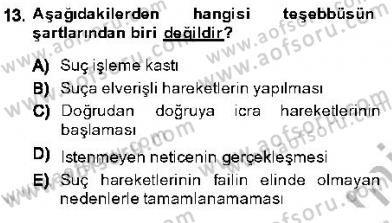 Vergi Ceza Hukuku Dersi 2013 - 2014 Yılı (Final) Dönem Sonu Sınav Soruları 13. Soru