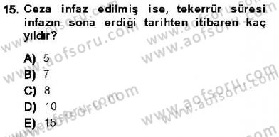 Vergi Ceza Hukuku Dersi 2013 - 2014 Yılı (Final) Dönem Sonu Sınav Soruları 15. Soru