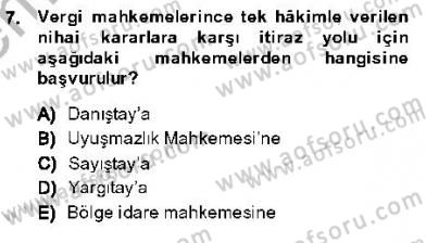 Vergi Ceza Hukuku Dersi 2013 - 2014 Yılı (Final) Dönem Sonu Sınav Soruları 7. Soru