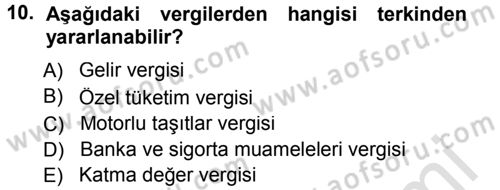 Vergi Ceza Hukuku Dersi 2013 - 2014 Yılı Tek Ders Sınav Soruları 10. Soru