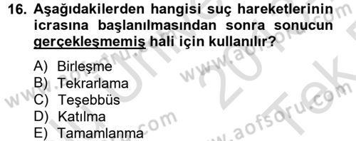 Vergi Ceza Hukuku Dersi 2013 - 2014 Yılı Tek Ders Sınav Soruları 16. Soru
