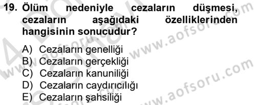 Vergi Ceza Hukuku Dersi 2013 - 2014 Yılı Tek Ders Sınav Soruları 19. Soru