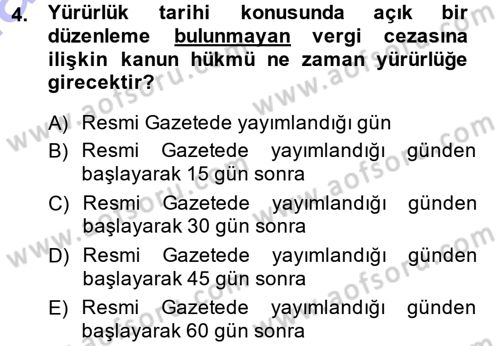 Vergi Ceza Hukuku Dersi 2014 - 2015 Yılı (Vize) Ara Sınav Soruları 4. Soru