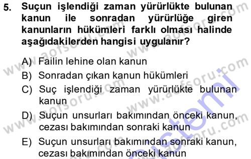 Vergi Ceza Hukuku Dersi 2014 - 2015 Yılı (Vize) Ara Sınav Soruları 5. Soru
