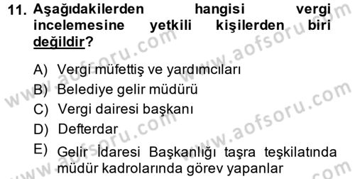 Vergi Ceza Hukuku Dersi 2014 - 2015 Yılı (Final) Dönem Sonu Sınav Soruları 11. Soru