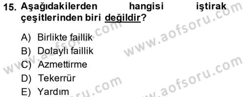 Vergi Ceza Hukuku Dersi 2014 - 2015 Yılı (Final) Dönem Sonu Sınav Soruları 15. Soru