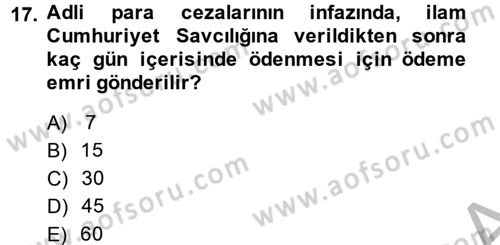 Vergi Ceza Hukuku Dersi 2014 - 2015 Yılı (Final) Dönem Sonu Sınav Soruları 17. Soru