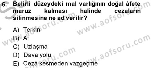 Vergi Ceza Hukuku Dersi 2014 - 2015 Yılı (Final) Dönem Sonu Sınav Soruları 6. Soru