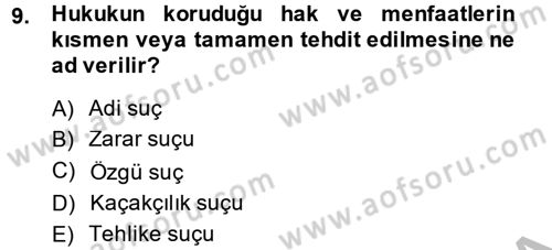 Vergi Ceza Hukuku Dersi 2014 - 2015 Yılı (Final) Dönem Sonu Sınav Soruları 9. Soru