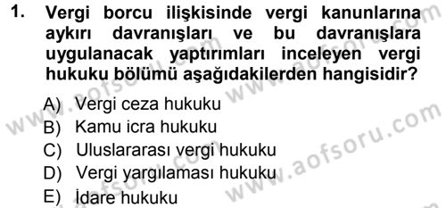 Vergi Ceza Hukuku Dersi 2014 - 2015 Yılı Tek Ders Sınav Soruları 1. Soru