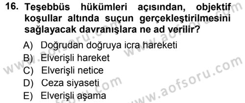 Vergi Ceza Hukuku Dersi 2014 - 2015 Yılı Tek Ders Sınav Soruları 16. Soru