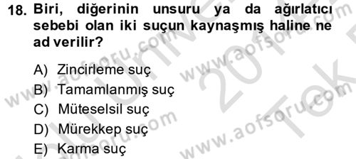Vergi Ceza Hukuku Dersi 2014 - 2015 Yılı Tek Ders Sınav Soruları 18. Soru