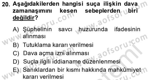 Vergi Ceza Hukuku Dersi 2014 - 2015 Yılı Tek Ders Sınav Soruları 20. Soru