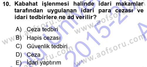 Vergi Ceza Hukuku Dersi Ara Sınavı Deneme Sınav Soruları 10. Soru
