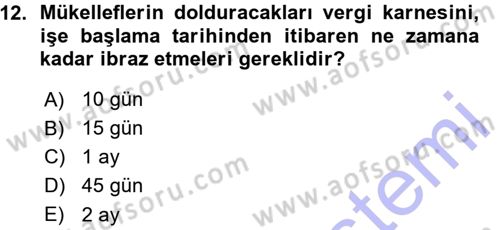 Vergi Ceza Hukuku Dersi Ara Sınavı Deneme Sınav Soruları 12. Soru