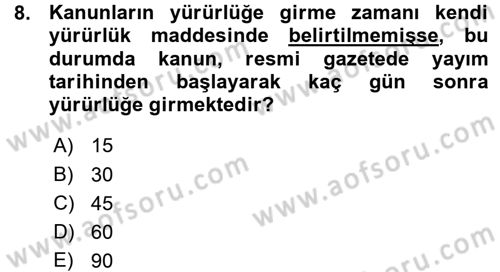 Vergi Ceza Hukuku Dersi Ara Sınavı Deneme Sınav Soruları 8. Soru
