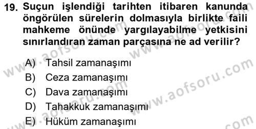 Vergi Ceza Hukuku Dersi 2015 - 2016 Yılı (Final) Dönem Sonu Sınav Soruları 19. Soru
