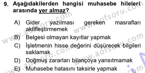 Vergi Ceza Hukuku Dersi 2015 - 2016 Yılı (Final) Dönem Sonu Sınav Soruları 9. Soru