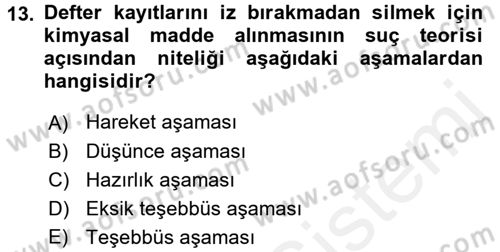 Vergi Ceza Hukuku Dersi 2015 - 2016 Yılı Tek Ders Sınav Soruları 13. Soru