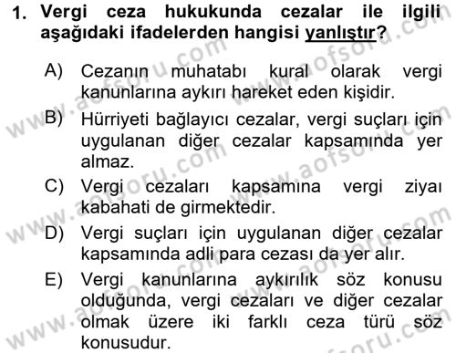Vergi Ceza Hukuku Dersi 2016 - 2017 Yılı 3 Ders Sınav Soruları 1. Soru