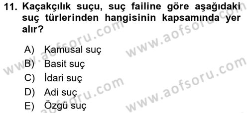 Vergi Ceza Hukuku Dersi 2016 - 2017 Yılı 3 Ders Sınav Soruları 11. Soru