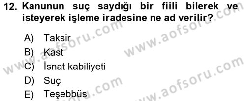 Vergi Ceza Hukuku Dersi 2016 - 2017 Yılı 3 Ders Sınav Soruları 12. Soru