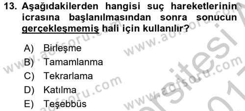 Vergi Ceza Hukuku Dersi 2016 - 2017 Yılı 3 Ders Sınav Soruları 13. Soru