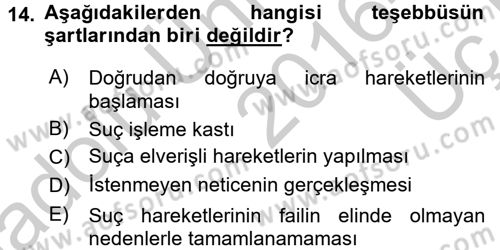 Vergi Ceza Hukuku Dersi 2016 - 2017 Yılı 3 Ders Sınav Soruları 14. Soru