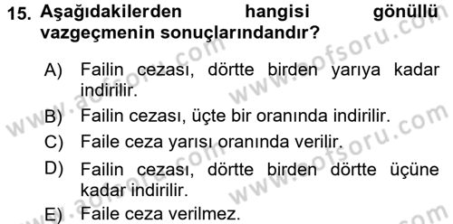 Vergi Ceza Hukuku Dersi 2016 - 2017 Yılı 3 Ders Sınav Soruları 15. Soru