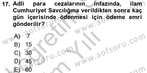 Vergi Ceza Hukuku Dersi 2016 - 2017 Yılı 3 Ders Sınav Soruları 17. Soru