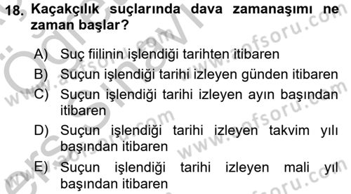 Vergi Ceza Hukuku Dersi 2016 - 2017 Yılı 3 Ders Sınav Soruları 18. Soru