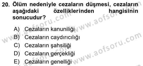 Vergi Ceza Hukuku Dersi 2016 - 2017 Yılı 3 Ders Sınav Soruları 20. Soru