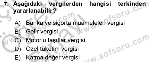 Vergi Ceza Hukuku Dersi 2016 - 2017 Yılı 3 Ders Sınav Soruları 7. Soru