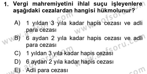 Vergi Ceza Hukuku Dersi 2016 - 2017 Yılı (Vize) Ara Sınav Soruları 1. Soru