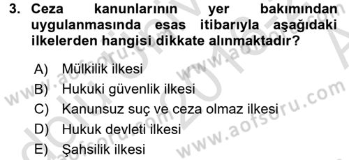 Vergi Ceza Hukuku Dersi 2016 - 2017 Yılı (Vize) Ara Sınav Soruları 3. Soru