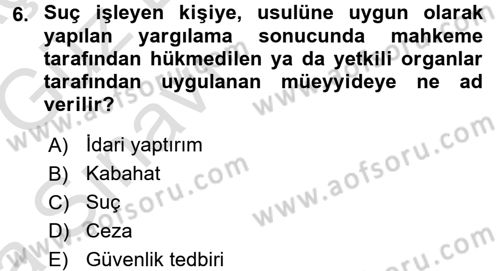 Vergi Ceza Hukuku Dersi 2016 - 2017 Yılı (Vize) Ara Sınav Soruları 6. Soru