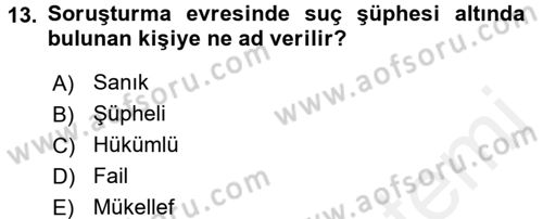 Vergi Ceza Hukuku Dersi 2016 - 2017 Yılı (Final) Dönem Sonu Sınav Soruları 13. Soru