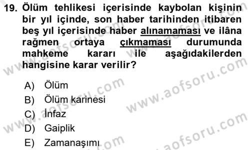 Vergi Ceza Hukuku Dersi 2016 - 2017 Yılı (Final) Dönem Sonu Sınav Soruları 19. Soru