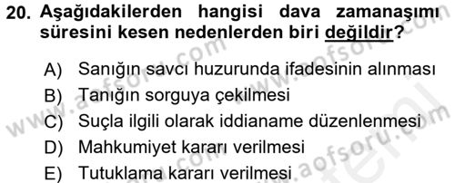 Vergi Ceza Hukuku Dersi 2016 - 2017 Yılı (Final) Dönem Sonu Sınav Soruları 20. Soru
