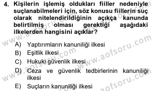 Vergi Ceza Hukuku Dersi 2016 - 2017 Yılı (Final) Dönem Sonu Sınav Soruları 4. Soru