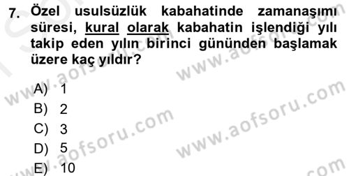 Vergi Ceza Hukuku Dersi 2016 - 2017 Yılı (Final) Dönem Sonu Sınav Soruları 7. Soru