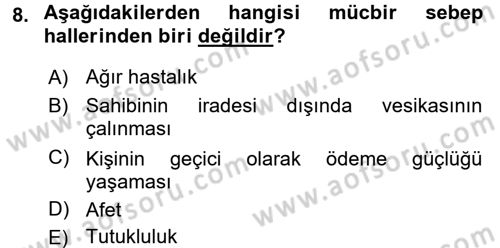 Vergi Ceza Hukuku Dersi 2016 - 2017 Yılı (Final) Dönem Sonu Sınav Soruları 8. Soru