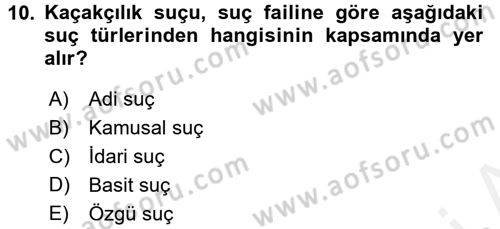 Vergi Ceza Hukuku Dersi 2017 - 2018 Yılı 3 Ders Sınav Soruları 10. Soru