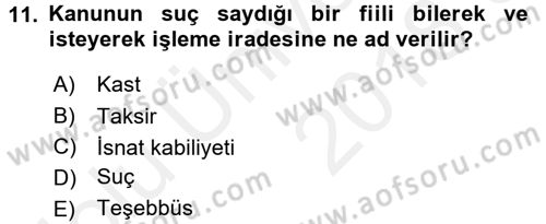 Vergi Ceza Hukuku Dersi 2017 - 2018 Yılı 3 Ders Sınav Soruları 11. Soru