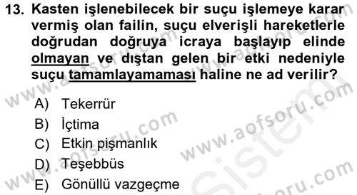 Vergi Ceza Hukuku Dersi 2017 - 2018 Yılı 3 Ders Sınav Soruları 13. Soru