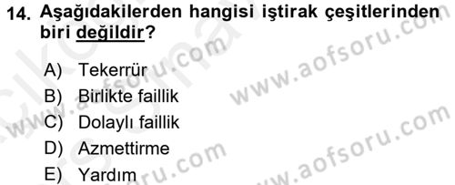Vergi Ceza Hukuku Dersi 2017 - 2018 Yılı 3 Ders Sınav Soruları 14. Soru