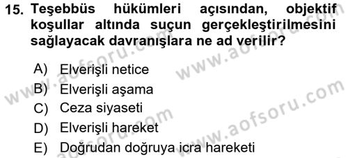 Vergi Ceza Hukuku Dersi 2017 - 2018 Yılı 3 Ders Sınav Soruları 15. Soru
