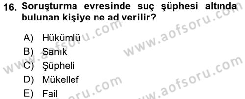 Vergi Ceza Hukuku Dersi 2017 - 2018 Yılı 3 Ders Sınav Soruları 16. Soru